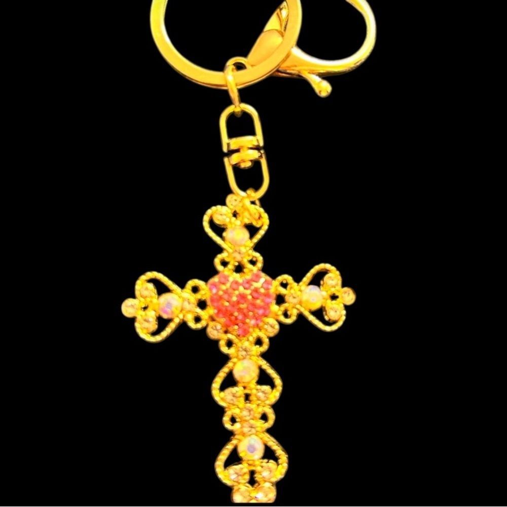 Bejeweled Cross Bag Charm
